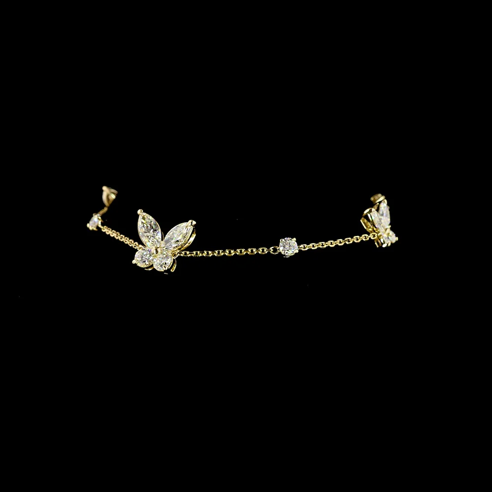 14K Yellow Gold Marquise and Round Lab Diamond Station Bracelet - 2.36 Carat Total Weight, E-F VS1 Clarity, 16 Prong-Set Stones - Covaloro Fine Jewelry