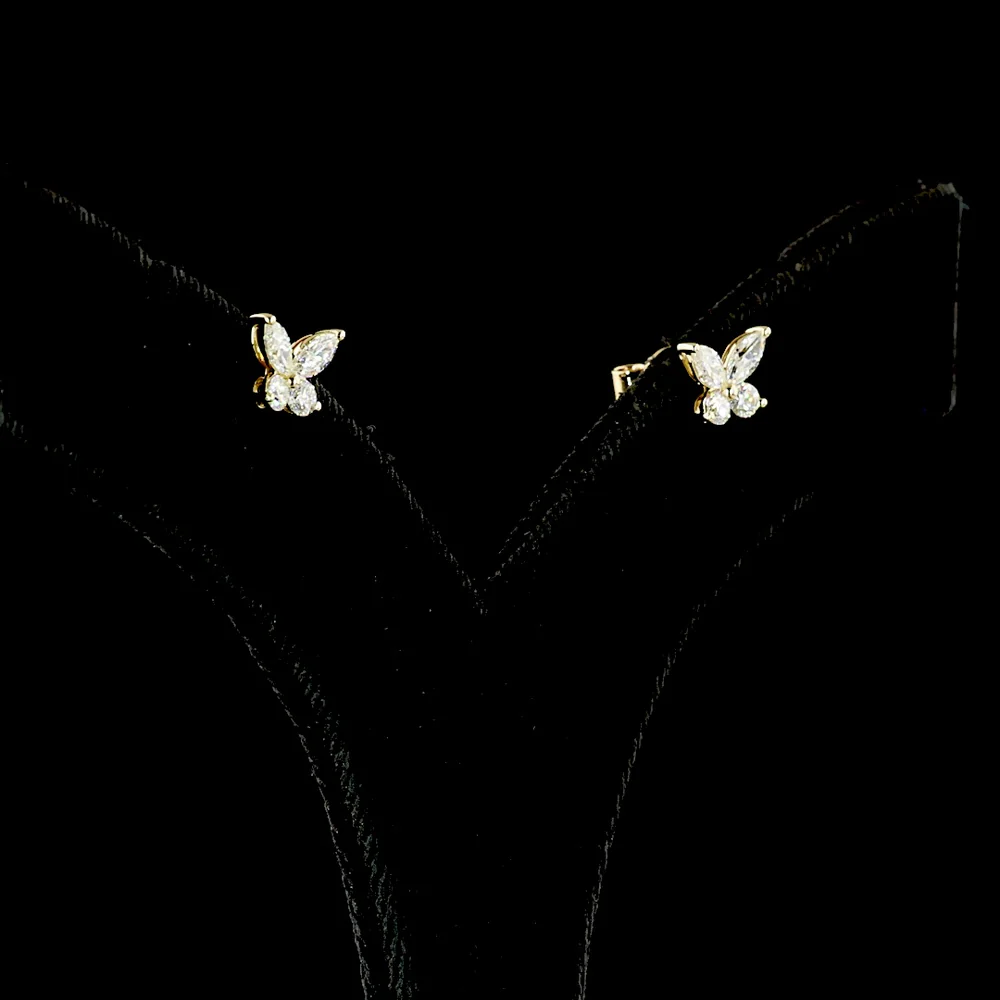 14K Yellow Gold Marquise Butterfly Stud Earrings with E-F VS Lab Diamonds - 1.20 Carats Total Diamond Weight - Covaloro Fine Jewelry - Image 3