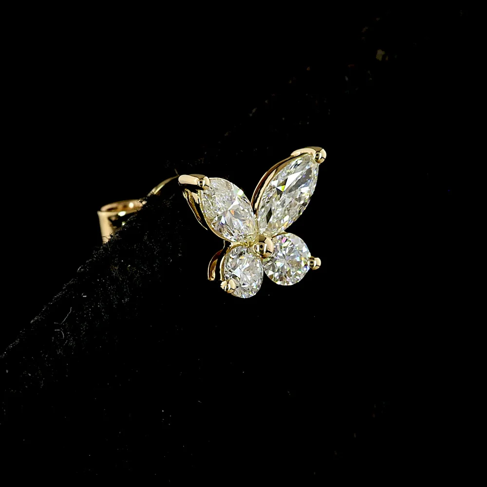 14K Yellow Gold Marquise Butterfly Stud Earrings with E-F VS Lab Diamonds - 1.20 Carats Total Diamond Weight - Covaloro Fine Jewelry - Image 4