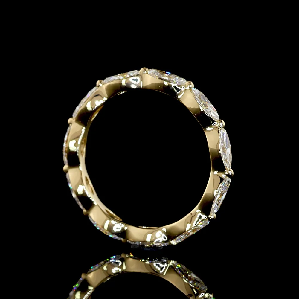 14K Yellow Gold Marquise Cut Diamond Eternity Band - East-West Prong Setting, 1.19 Carat Total Weight, E-F VS1 Lab Diamonds - Covaloro Fine Jewelry - Image 3