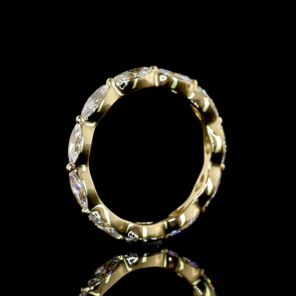 14K Yellow Gold Marquise Cut Diamond Eternity Band - East-West Prong Setting, 1.19 Carat Total Weight, E-F VS1 Lab Diamonds - Covaloro Fine Jewelry - Image 4