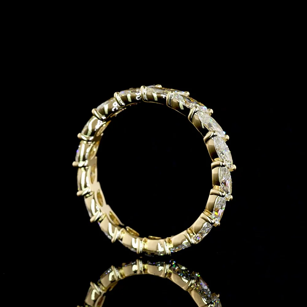 14K Yellow Gold Marquise Cut Inclined Eternity Band with 17 Lab Diamonds - 2.22 Total Carat Weight - Covaloro Fine Jewelry - Image 3