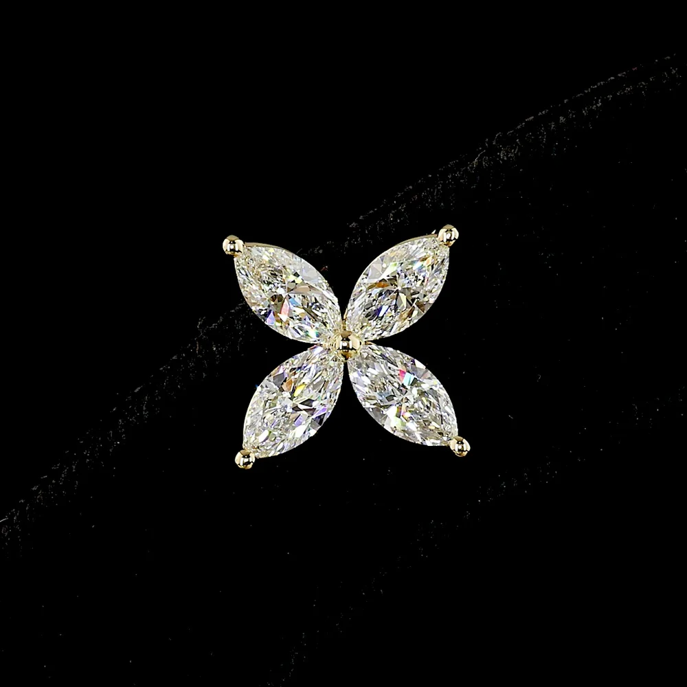 14K Yellow Gold Marquise Cut Lab Diamond Stud Earrings - 3.00 Carats Total Diamond Weight, E-F Color VS Clarity - Covaloro Fine Jewelry - Image 2