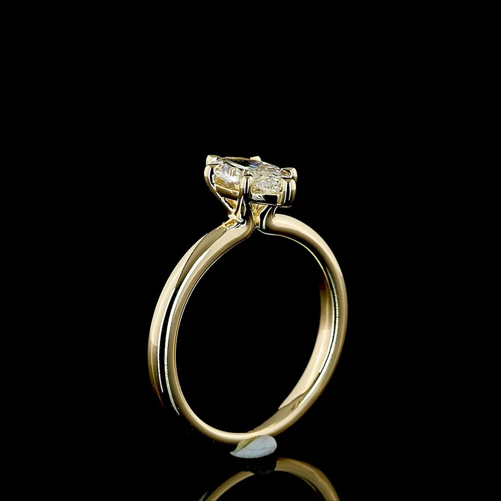 14K Yellow Gold Marquise Cut Solitaire Ring with 1.05 Carat Lab Grown D VVS1 Diamond - IGI Certified - Covaloro Fine Jewelry - Image 4