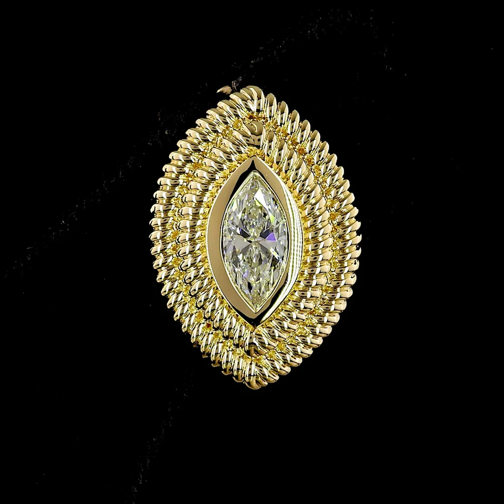 14K Yellow Gold Marquise Cut Stud Earrings with Bezel Setting and Milgrain Detail - 2.32 Carats Total Weight Lab Grown Diamonds - Covaloro Fine Jewelry - Image 2