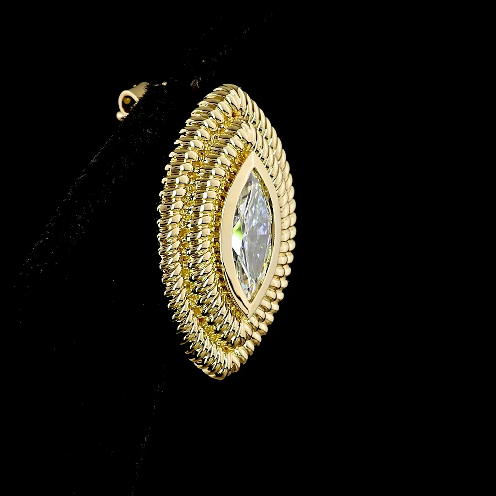 14K Yellow Gold Marquise Cut Stud Earrings with Bezel Setting and Milgrain Detail - 2.32 Carats Total Weight Lab Grown Diamonds - Covaloro Fine Jewelry - Image 4