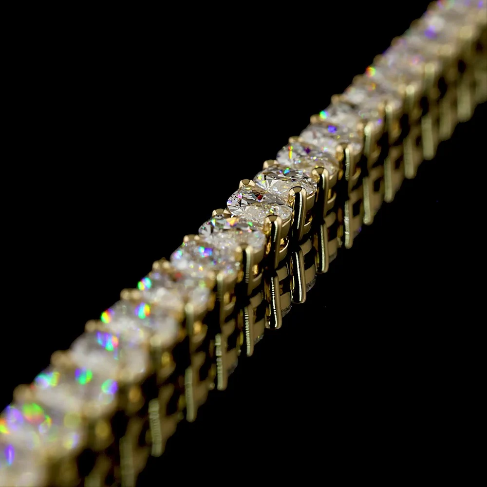 14K Yellow Gold Marquise Cut Tennis Bracelet with Inclined Prong Set Lab Diamonds - 7.64 Carats Total Diamond Weight - Covaloro Fine Jewelry - Image 3