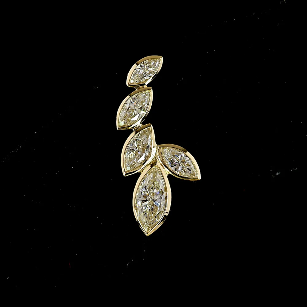 14K Yellow Gold Marquise Diamond Crawler Earrings with Bezel Set Lab Grown Diamonds - 1.47 Carat Total Diamond Weight - Covaloro Fine Jewelry - Image 2