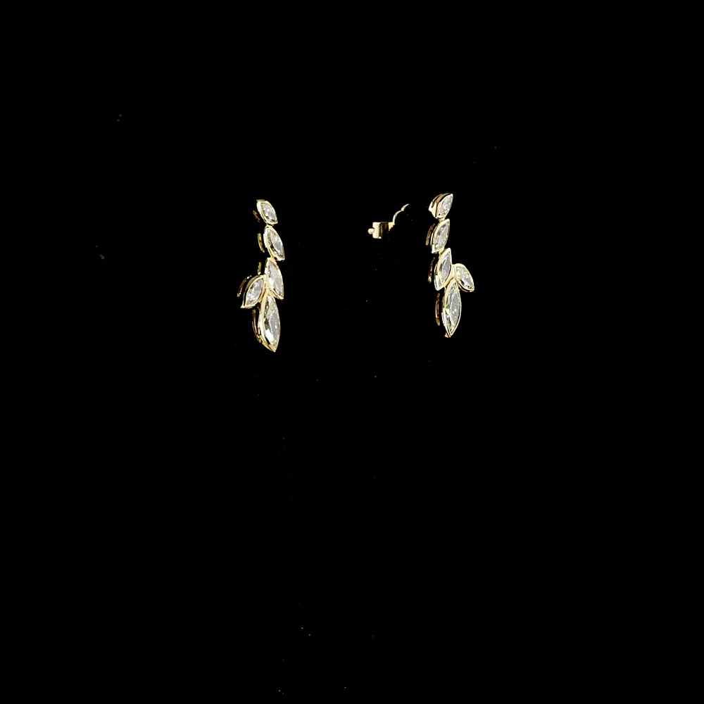 14K Yellow Gold Marquise Diamond Crawler Earrings with Bezel Set Lab Grown Diamonds - 1.47 Carat Total Diamond Weight - Covaloro Fine Jewelry - Image 3