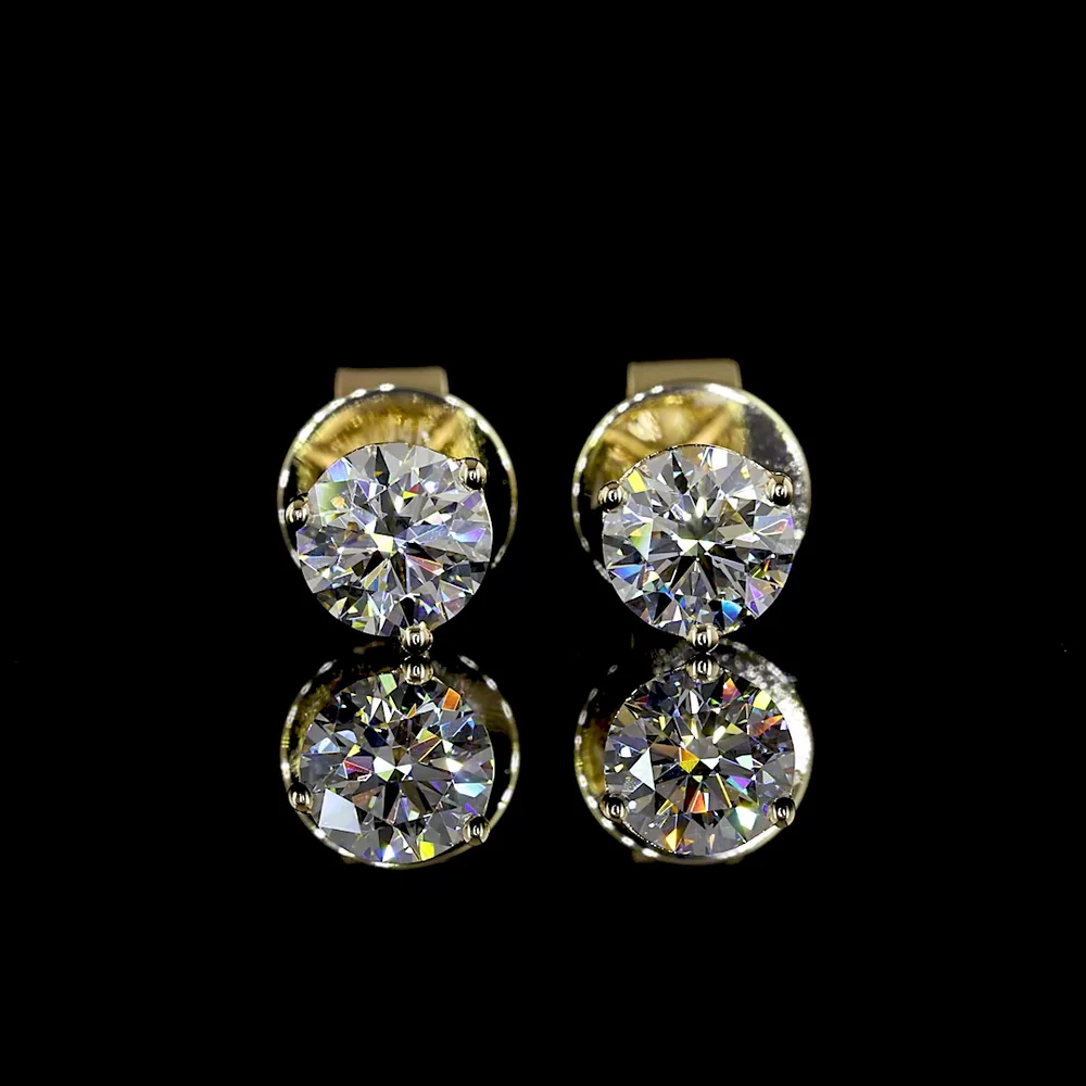 14K Yellow Gold Martini Set Round Lab Diamond Stud Earrings - 0.51 Carat Total Weight, E-F VS2 - Covaloro Fine Jewelry - Image 2