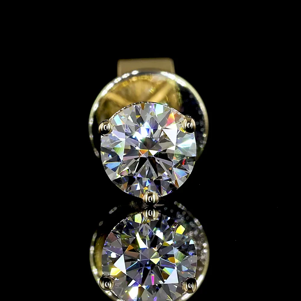 14K Yellow Gold Martini Set Round Lab Diamond Stud Earrings - 0.51 Carat Total Weight, E-F VS2 - Covaloro Fine Jewelry - Image 3