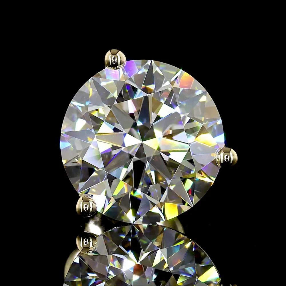 14K Yellow Gold Martini Set Round Lab Diamond Stud Earrings - 4.07 Carat Total Weight (F VVS2) - Covaloro Fine Jewelry - Image 3