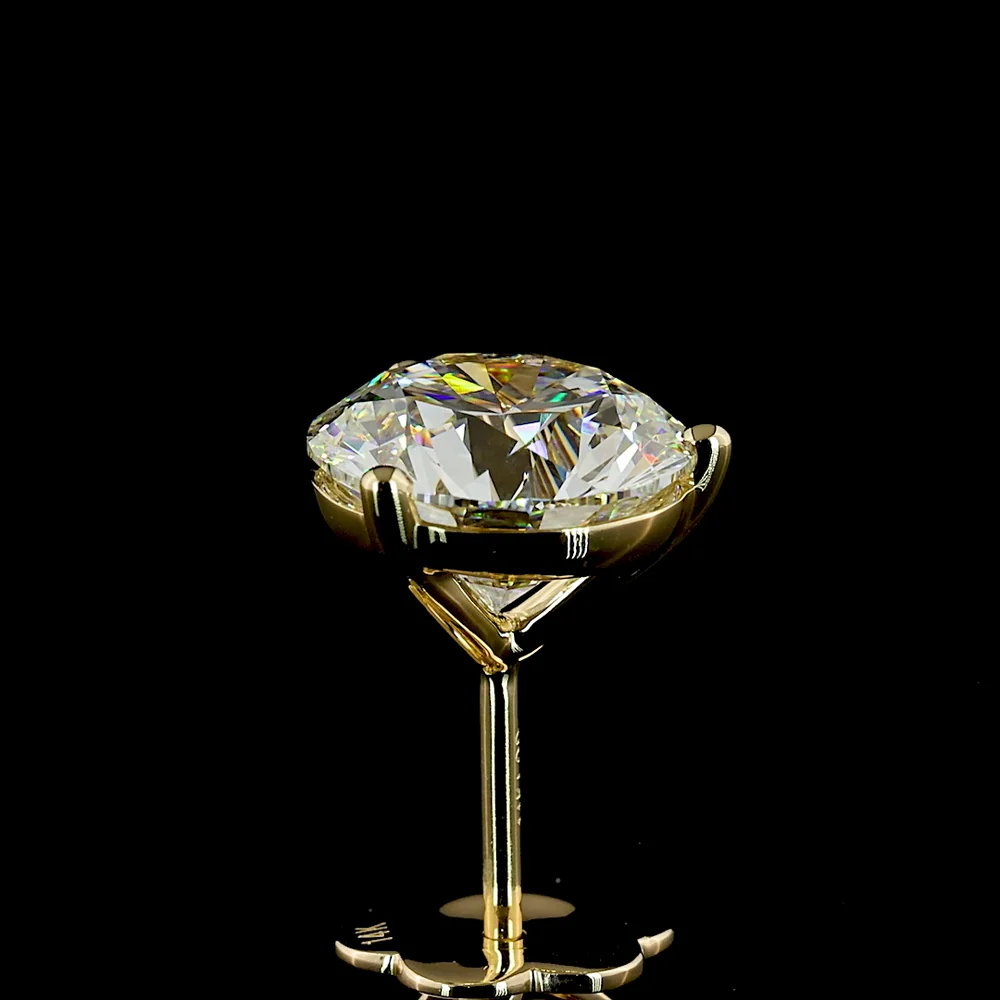 14K Yellow Gold Martini Set Round Lab Diamond Stud Earrings - 4.07 Carat Total Weight (F VVS2) - Covaloro Fine Jewelry - Image 4
