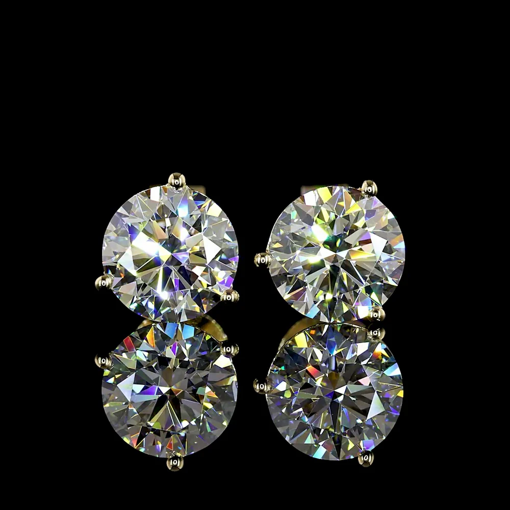 14K Yellow Gold Martini Set Round Lab Diamond Stud Earrings with Butterfly Backs, 2.51 Carat Total Weight E-F VS1 Quality - Covaloro Fine Jewelry - Image 2