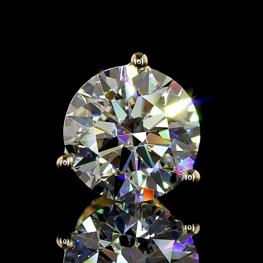14K Yellow Gold Martini Set Round Lab Diamond Stud Earrings with Butterfly Backs, 2.51 Carat Total Weight E-F VS1 Quality - Covaloro Fine Jewelry - Image 3