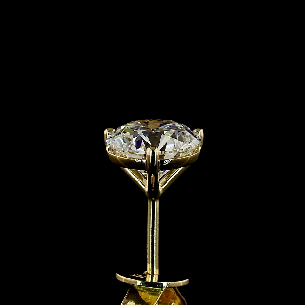 14K Yellow Gold Martini Set Round Lab Diamond Stud Earrings with Butterfly Backs, 2.51 Carat Total Weight E-F VS1 Quality - Covaloro Fine Jewelry - Image 4