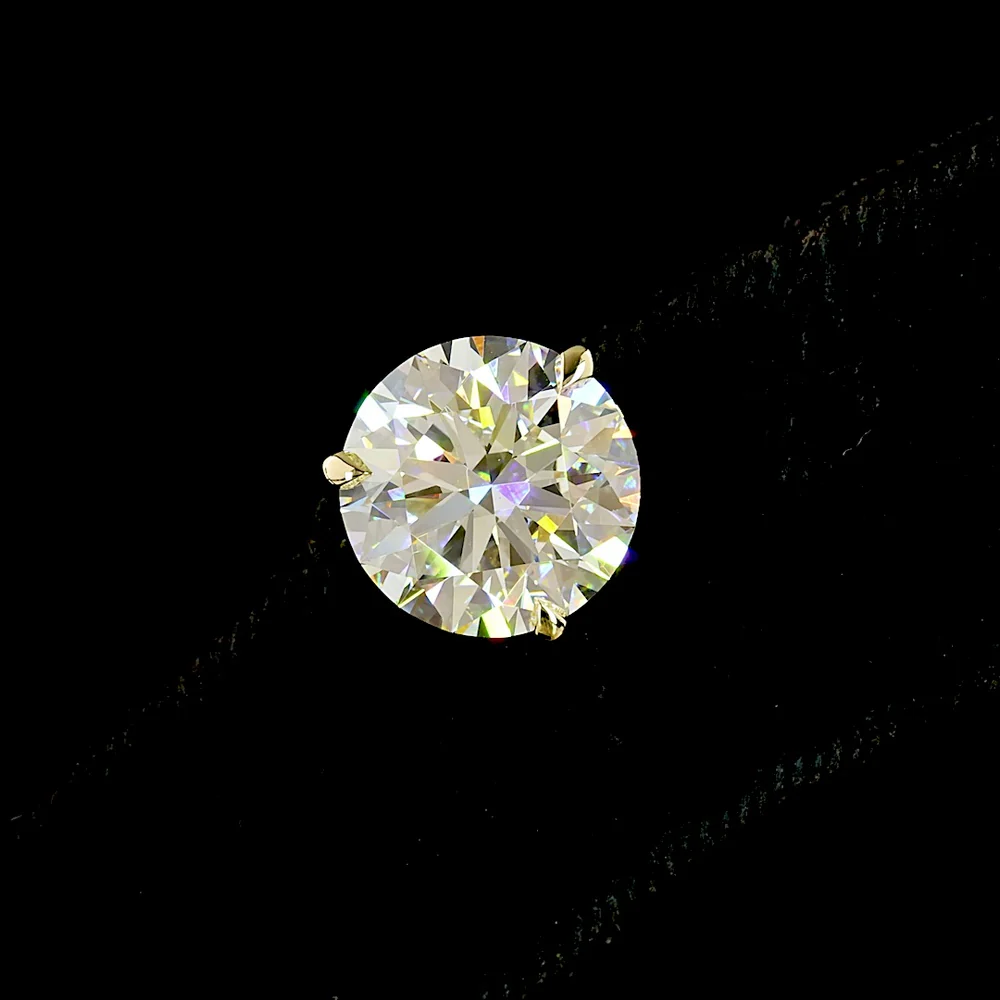 14K Yellow Gold Martini Setting Round Lab Diamond Stud Earrings - 7.01 Carat Total Weight, D VVS2 Clarity, IGI Certified - Covaloro Fine Jewelry - Image 2