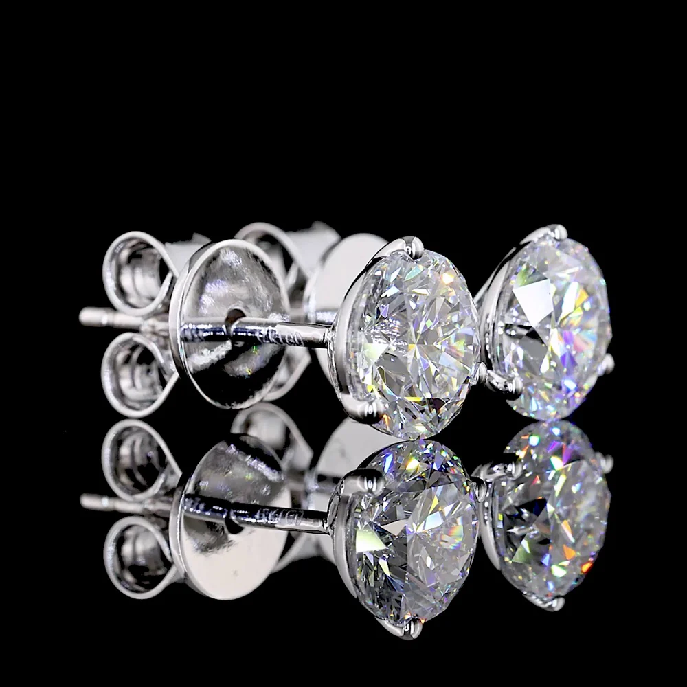14K Yellow Gold Martini Stud Earrings with Brilliant Round Lab Diamonds - 1.58 Carat Total Diamond Weight, E-F Color, VS1 Clarity - Covaloro Fine Jewelry