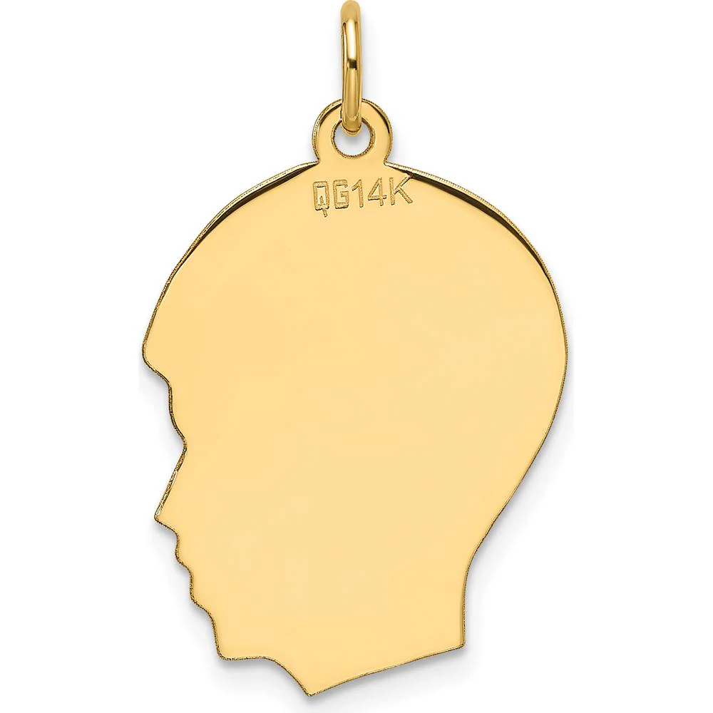 14K Yellow Gold Medium Engravable Boy Head Charm - Polished Finish, 27.2mm Length by Oro Pregiato - Image 3