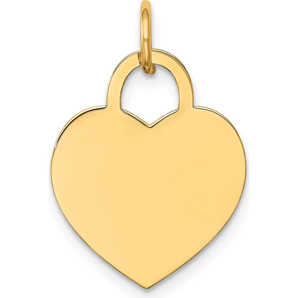 14K Yellow Gold Medium Engravable Heart Charm Pendant - Personalized Jewelry Piece by Oro Pregiato