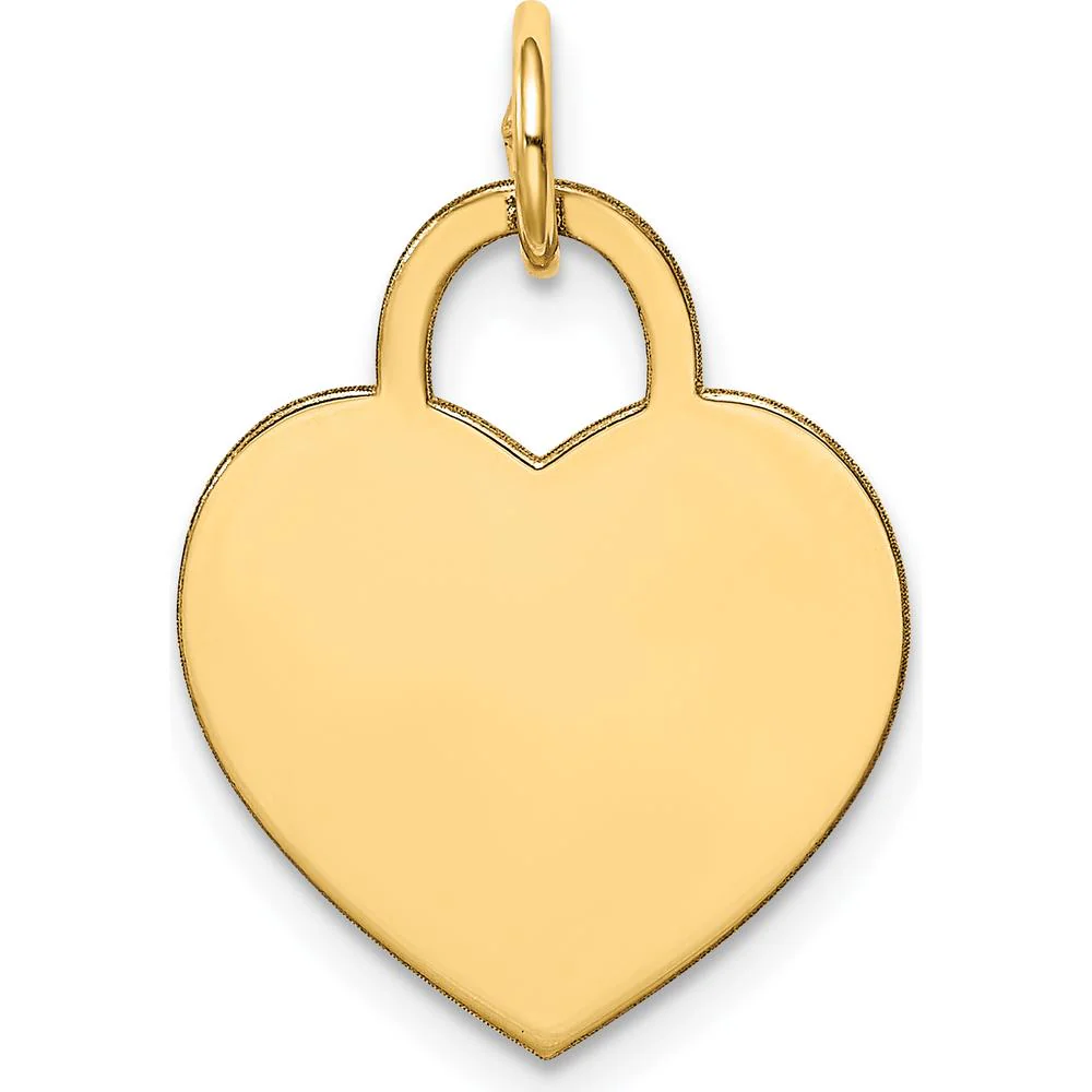 14K Yellow Gold Medium Engravable Heart Charm Pendant - Personalized Jewelry Piece by Oro Pregiato - Image 3