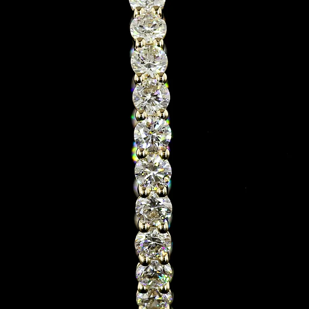 14K Yellow Gold Medium Hoop Earrings with 56 Round Brilliant Cut Lab Diamonds - 3.17 Carat Total Weight, E-F Color, VS Clarity - Covaloro Fine Jewelry - Image 3