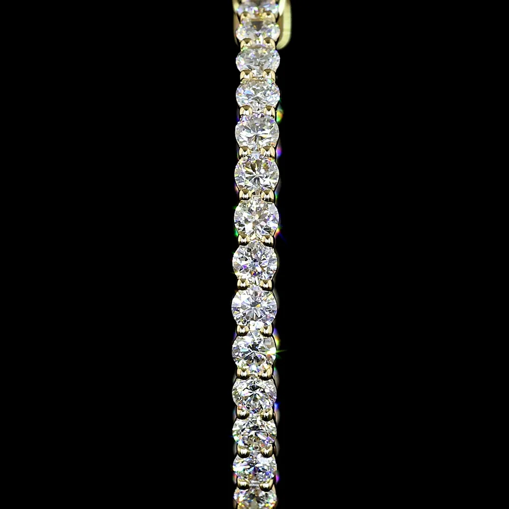 14K Yellow Gold Medium Hoop Earrings with 70 Prong-Set Round Lab Diamonds - 2.78 Carat Total Diamond Weight - Covaloro Fine Jewelry - Image 3