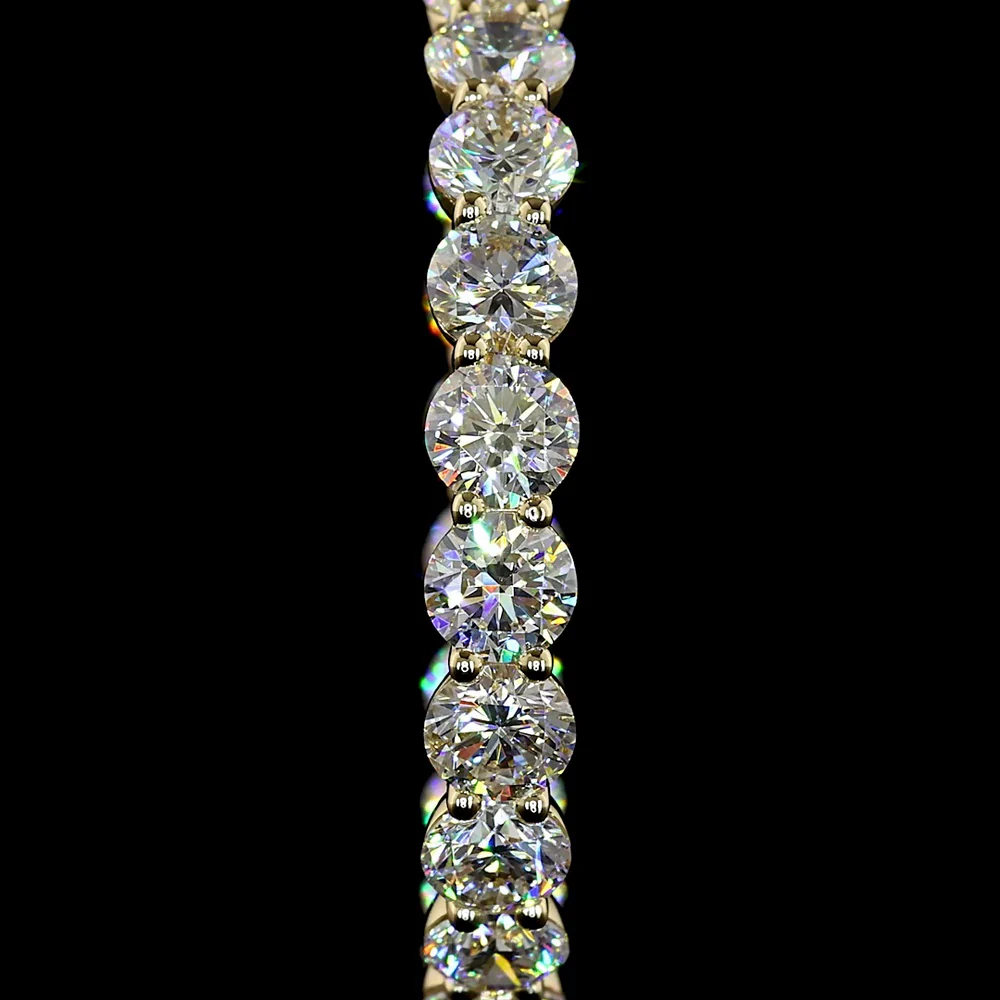 14K Yellow Gold Medium Hoop Earrings with Prong Set Round Lab Diamonds - 7.35 Carat Total Diamond Weight - Covaloro Fine Jewelry - Image 3
