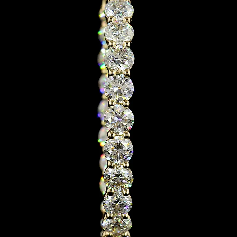 14K Yellow Gold Medium Hoop Earrings with Prong-Set Round Lab Grown Diamonds - 10.32 Carat Total Diamond Weight - Covaloro Fine Jewelry - Image 2