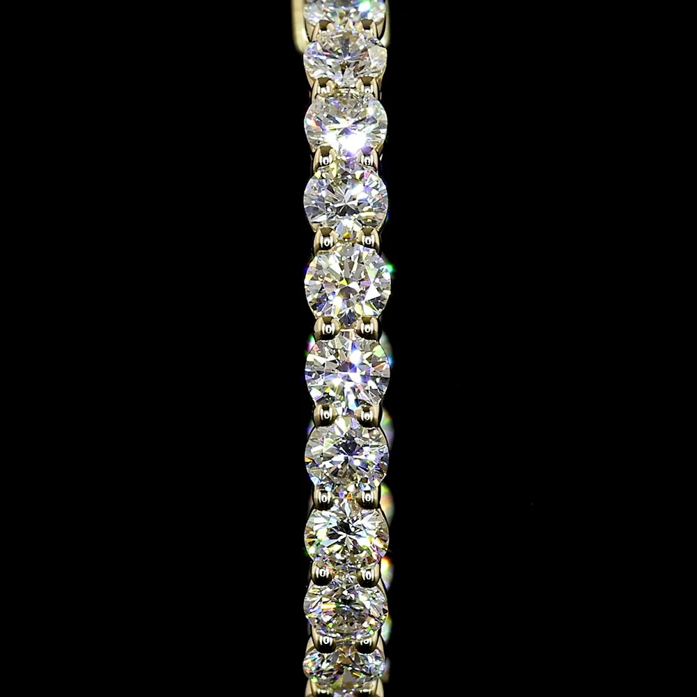 14K Yellow Gold Medium Hoop Earrings with Round Brilliant Cut Lab Diamonds - 2.18 Carats Total Diamond Weight - Covaloro Fine Jewelry - Image 3