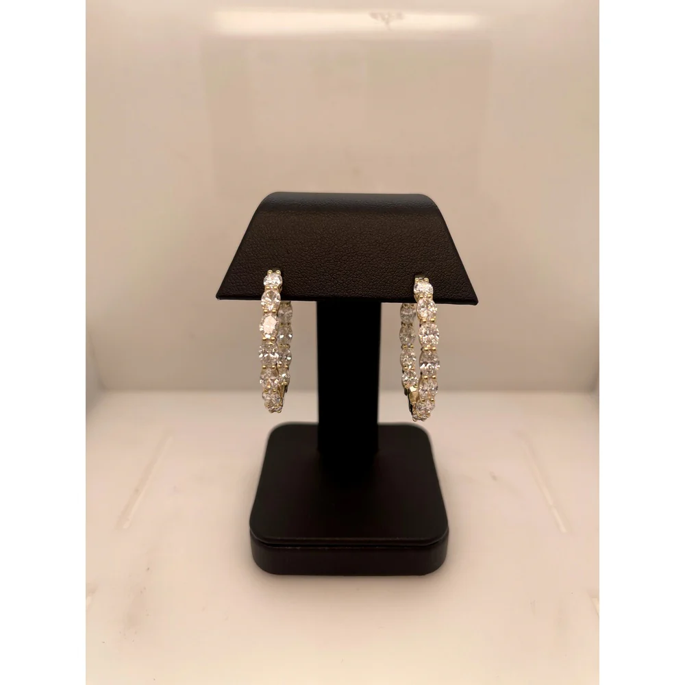 14K Yellow Gold Medium Oval Diamond Hoops with East-West Prong Set Lab Diamonds - 5.54 Carat Total Diamond Weight - Covaloro Fine Jewelry