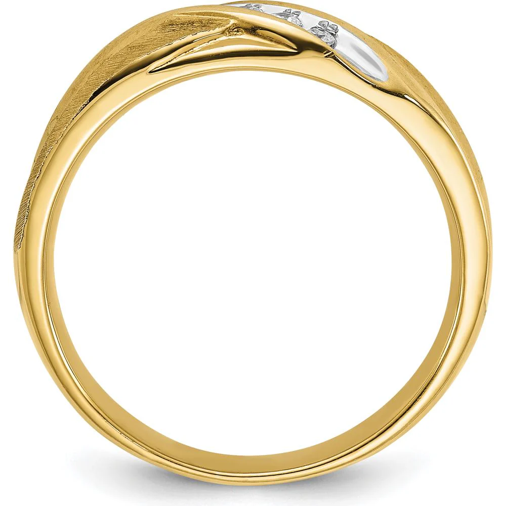 14K Yellow Gold Men's Band with 5 Round Diamonds - 0.02 Carats Total Diamond Weight by IBGoodman - Image 2