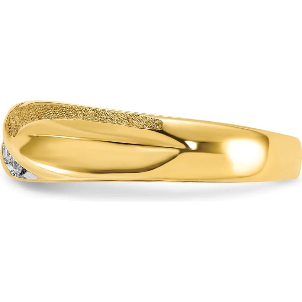 14K Yellow Gold Men's Band with 5 Round Diamonds - 0.02 Carats Total Diamond Weight by IBGoodman - Image 6