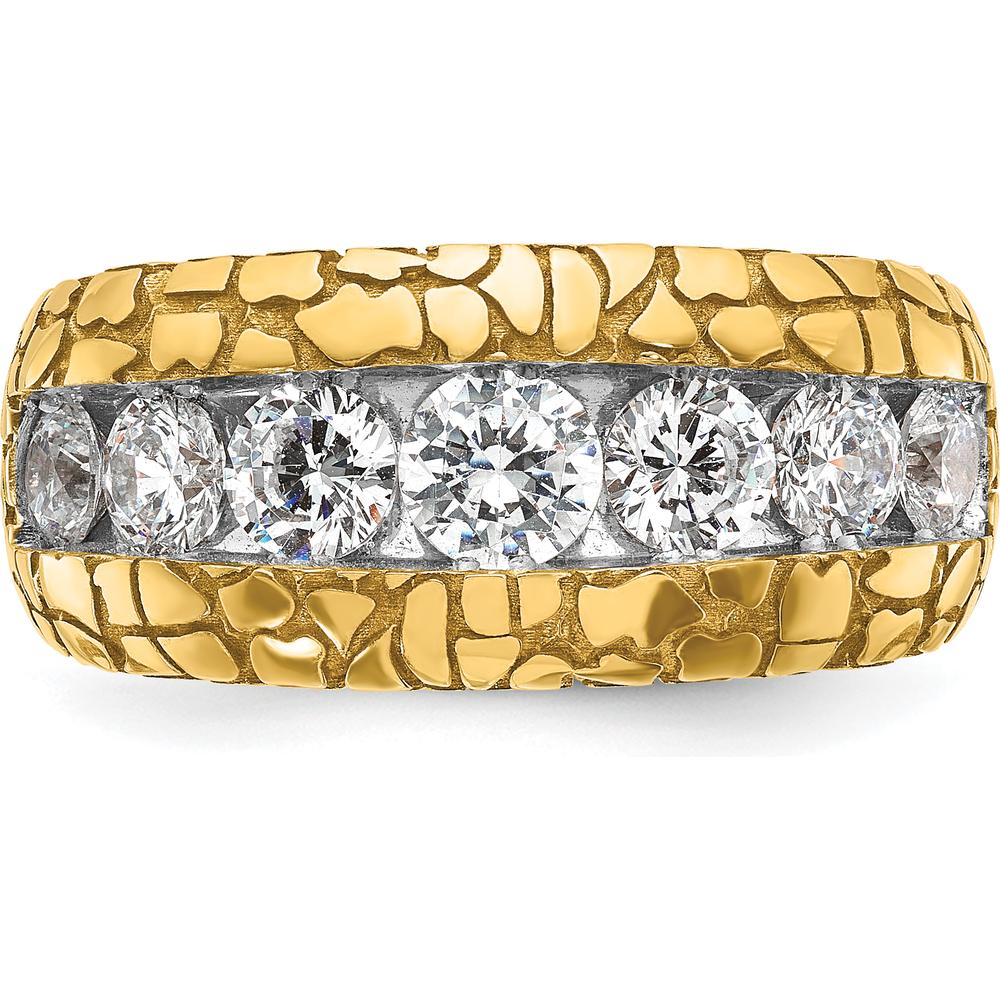 14K Yellow Gold Men's Diamond Nugget Ring with 5 Round Diamonds - 1.0 Carats Total Diamond Weight by IBGoodman - Image 6