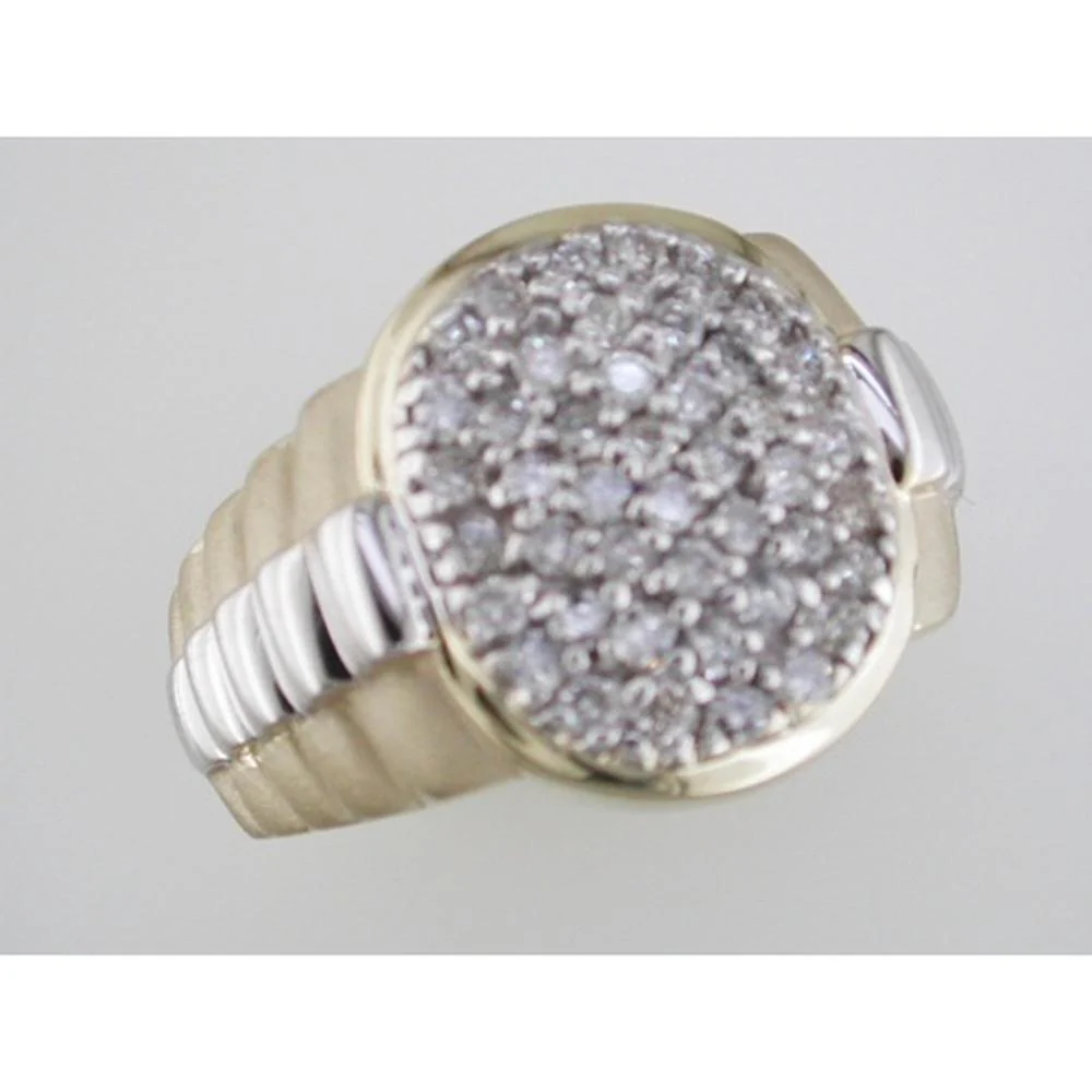 14K Yellow Gold Men's Diamond Ring with Round Diamond Cluster - 1.00 Carat Total Diamond Weight - Royal Jewelry