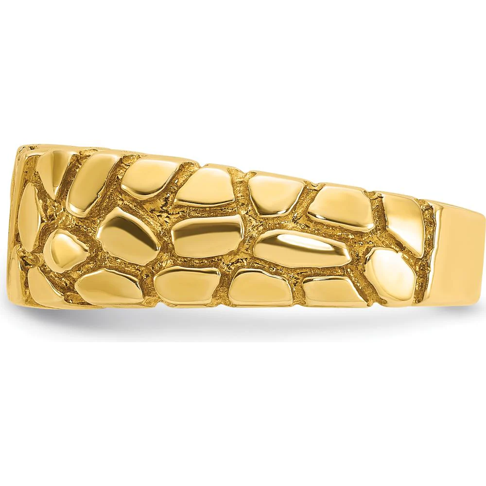 14K Yellow Gold Men's Nugget Band Ring with 0.09 Carats Total Diamond Accent - Faceted Round Diamonds by IBGoodman - Image 5