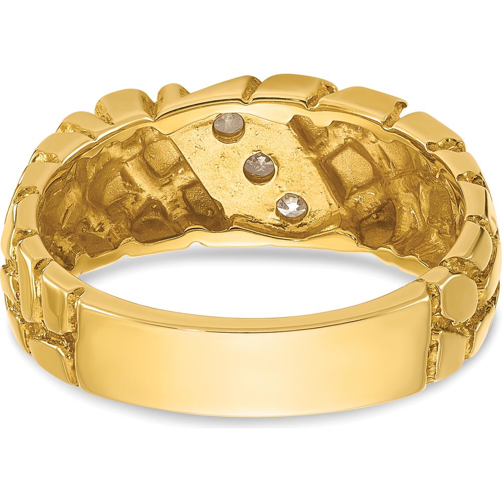14K Yellow Gold Men's Nugget Band Ring with 0.09 Carats Total Diamond Accent - Faceted Round Diamonds by IBGoodman - Image 7