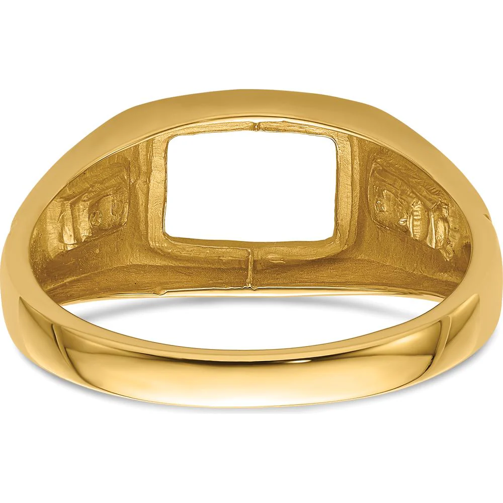 14K Yellow Gold Men's Rectangular Onyx Ring Mounting with Polished Finish - Size 11 by Monteluci Fine Jewelry - Image 3