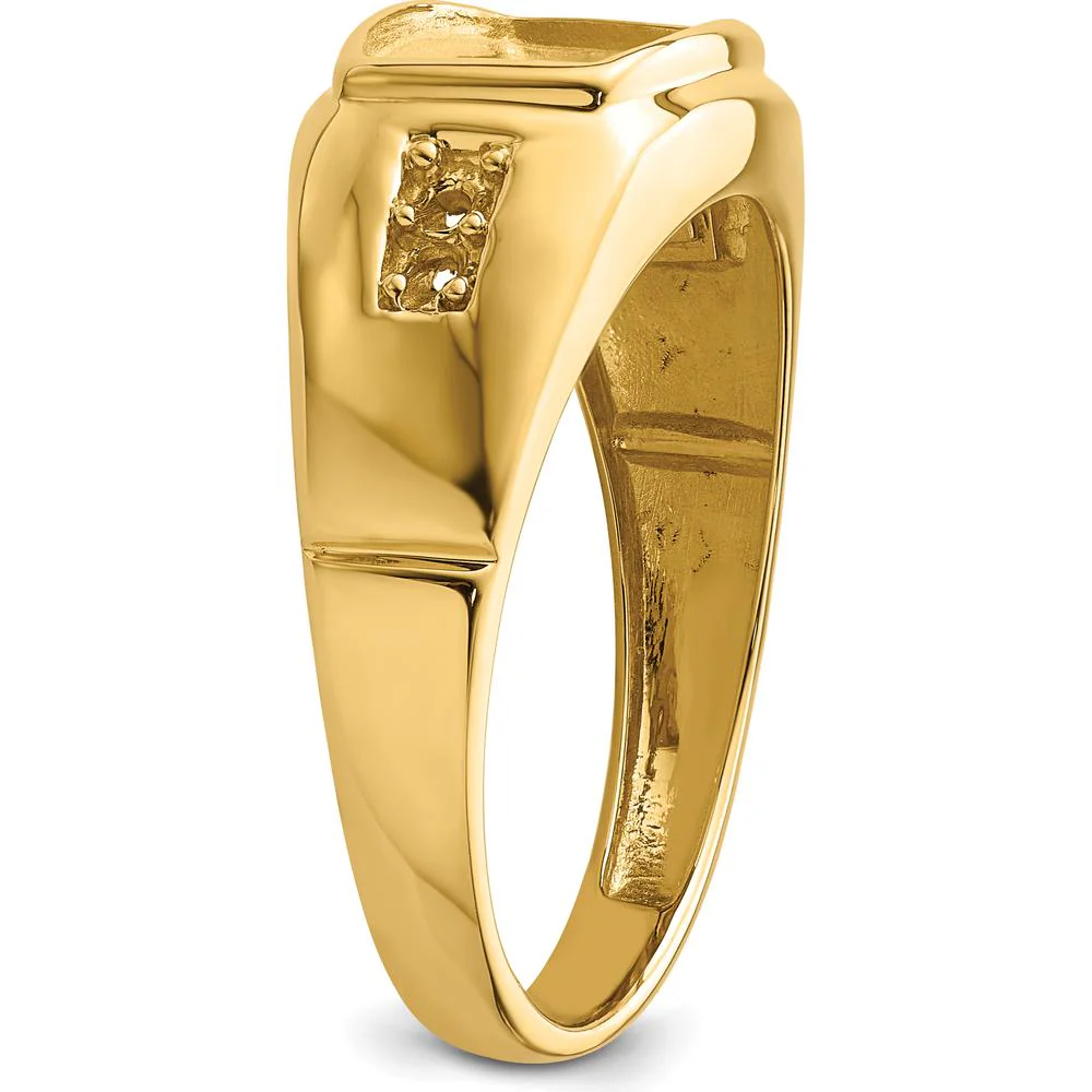14K Yellow Gold Men's Rectangular Onyx Ring Mounting with Polished Finish - Size 11 by Monteluci Fine Jewelry - Image 4