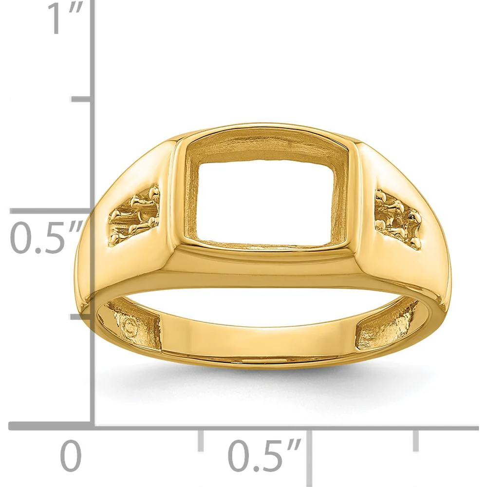 14K Yellow Gold Men's Rectangular Onyx Ring Mounting with Polished Finish - Size 11 by Monteluci Fine Jewelry - Image 5