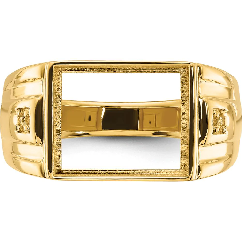 14K Yellow Gold Men's Ring Mounting with Rectangular Bezel for Custom Onyx Stone - 12x10mm - Size 10 by Monteluci Fine Jewelry - Image 4