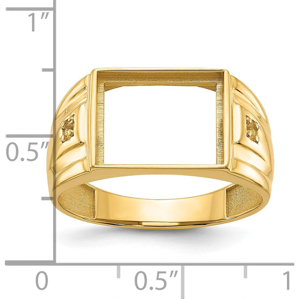 14K Yellow Gold Men's Ring Mounting with Rectangular Bezel for Custom Onyx Stone - 12x10mm - Size 10 by Monteluci Fine Jewelry - Image 5