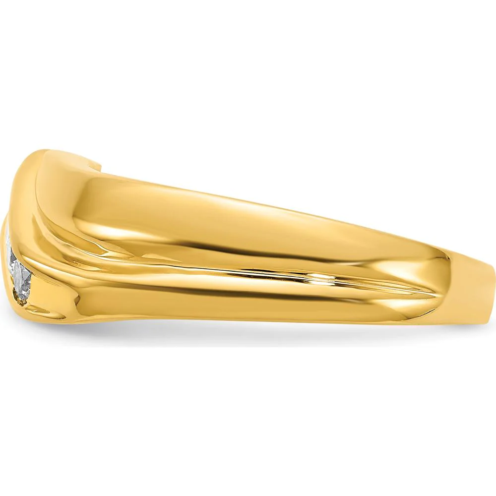14K Yellow Gold Men's Ring with 5 Round Diamonds - 0.325 Carat Total Diamond Weight - Size 10 by IBGoodman - Image 3