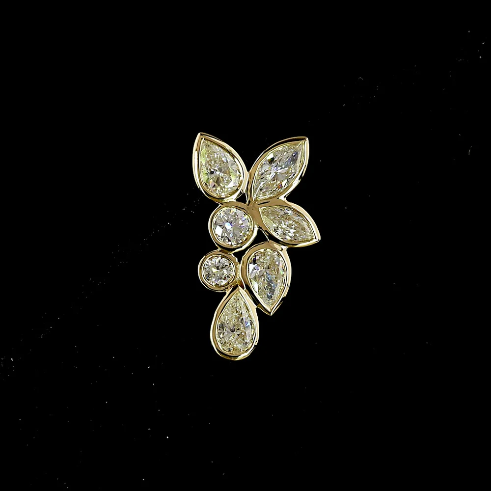 14K Yellow Gold Mixed Shape Diamond Crawler Earrings with Bezel Set Marquise, Pear, and Round Lab Diamonds - 1.08 Carat Total Weight - Covaloro Fine Jewelry - Image 2