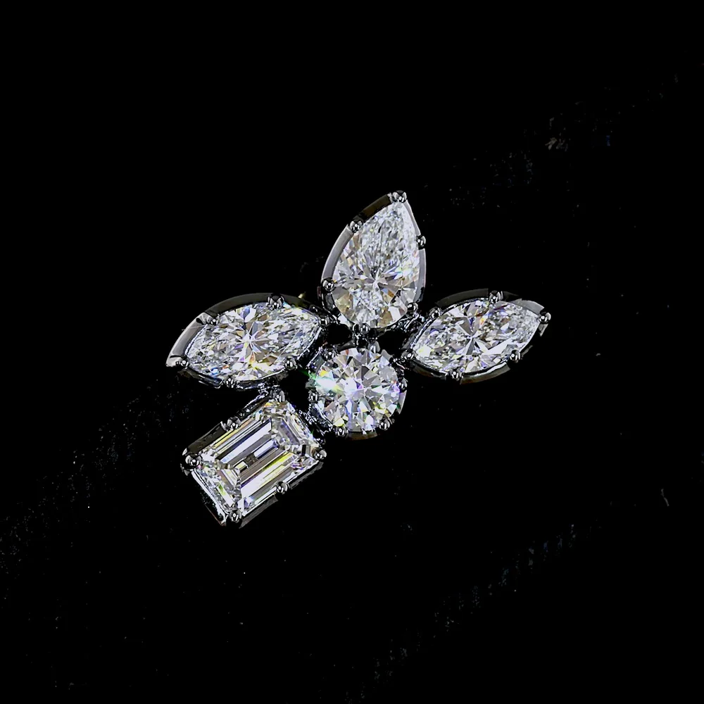 14K Yellow Gold Mixed Shape Diamond Crawler Earrings with Emerald, Pear, and Marquise Lab Diamonds - 2.38 Carats Total Diamond Weight - Covaloro Fine Jewelry - Image 2