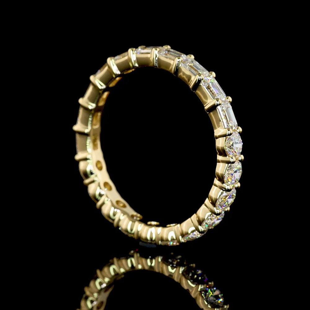 14K Yellow Gold Mixed Shape Eternity Band with East-West Emerald Cut and Brilliant Cut Lab Diamonds - 1.87 Carats Total Diamond Weight - Covaloro Fine Jewelry - Image 3