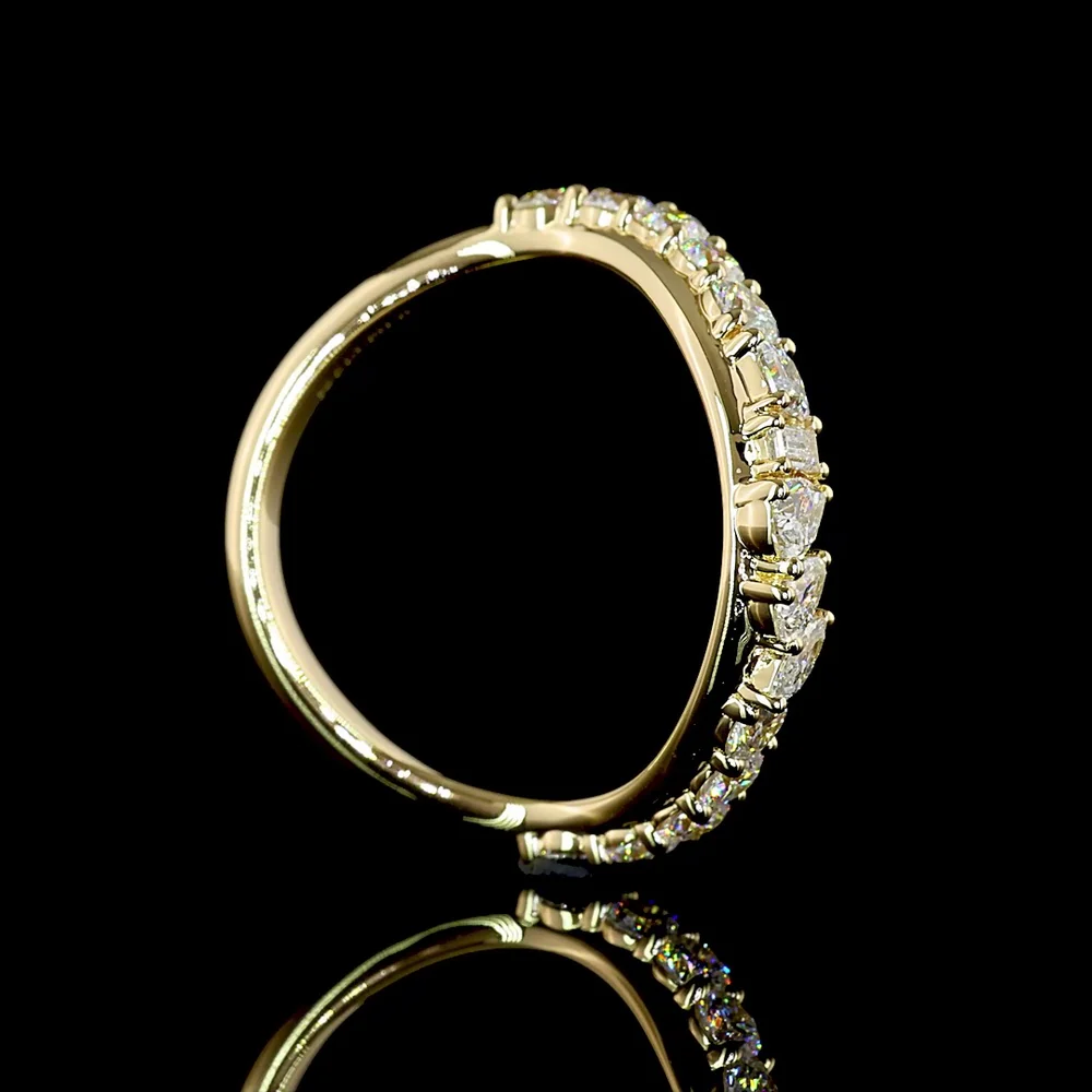 14K Yellow Gold Mixed Shape Eternity Band with Princess, Pear, and Round Brilliant Lab Diamonds - 0.92 Carats Total Diamond Weight - Covaloro Fine Jewelry - Image 3