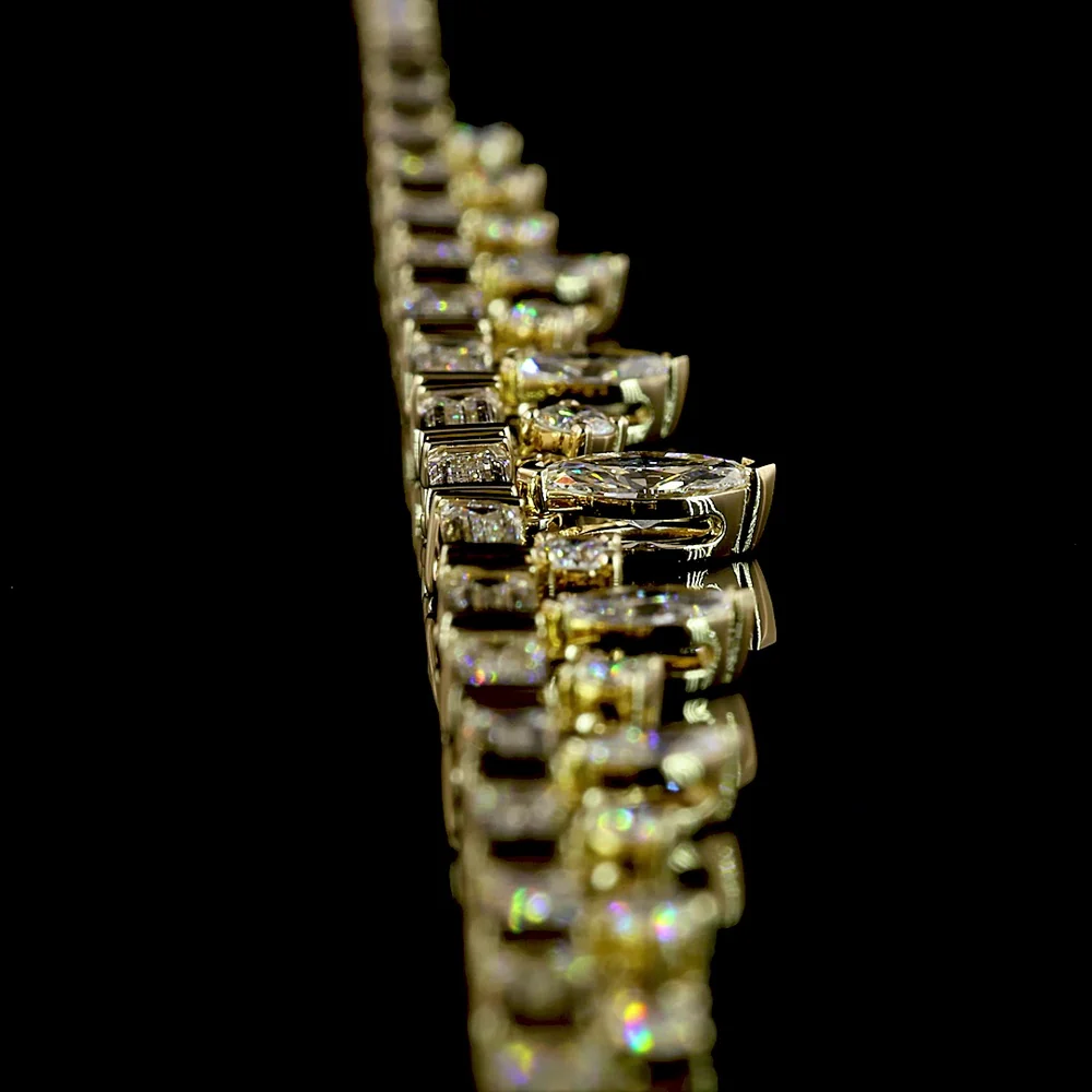 14K Yellow Gold Mixed Shape Special Necklace with Baguette and Marquise Lab-Grown Diamonds - 6.69 Total Carat Weight - Covaloro Fine Jewelry - Image 3