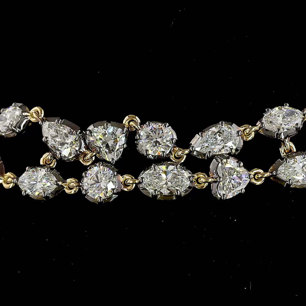 14K Yellow Gold Mixed Shape Station Bracelet with Heart, Oval, Pear & Round Lab Diamonds - 8.51 Carats Total Diamond Weight - Covaloro Fine Jewelry - Image 2