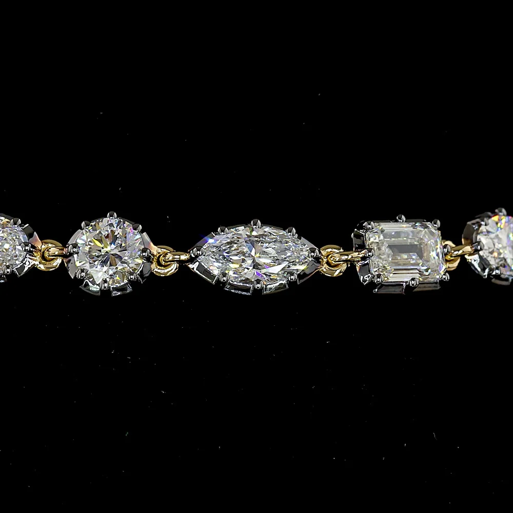 14K Yellow Gold Mixed Shape Station Bracelet with Marquise, Emerald, Oval, and Round Lab Diamonds - 5.45 Carats Total Diamond Weight - Covaloro Fine Jewelry - Image 2